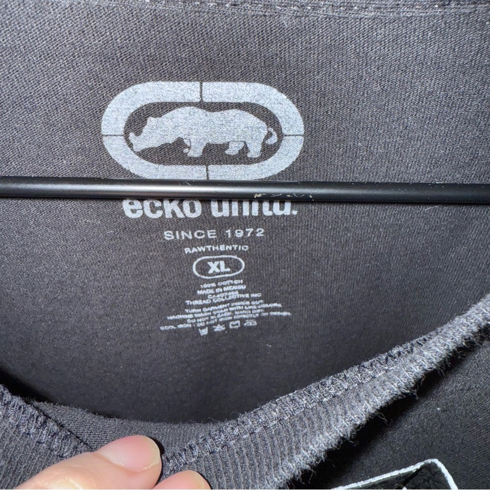Vintage 90s Ecko Unltd Textured Rhino Y2K Dark Grey‎ T Shirt Short Sleeve Cotton - Picture 3 of 4